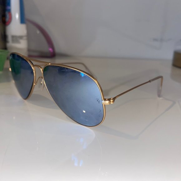 Blue/ Grey Reflective Aviator Ray Bans - Picture 5 of 8